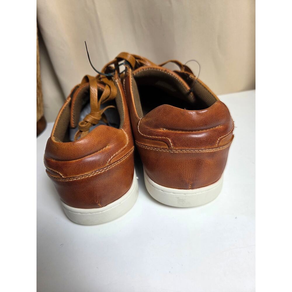 Jonsen Milan Brown Leather Lace Up Memory Foam Sneaker Casual Shoes Mens Size 13 - Picture 3 of 7
